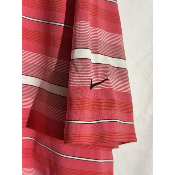 Nike Golf Mens Size XXL Dri Fit Golf Polo Red, Pink Striped Short Sleeve - Picture 3 of 6